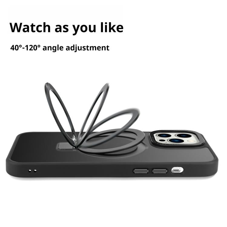 For iPhone 17 Air Kalebol Metal Lens Frame MagSafe Holder Frosted PC Phone Case(Black) - iPhone 17 Air Cases by Kalebol | Online Shopping UK | buy2fix