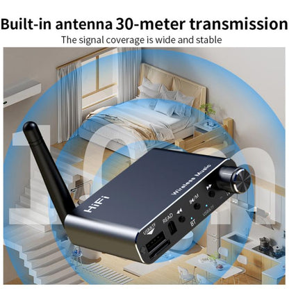 Portable Bluetooth Receiver Audio AUX Adapter Supports USB Disk, TF Card With Remote Control(Black) - Audio Receiver Transmitter by buy2fix | Online Shopping UK | buy2fix