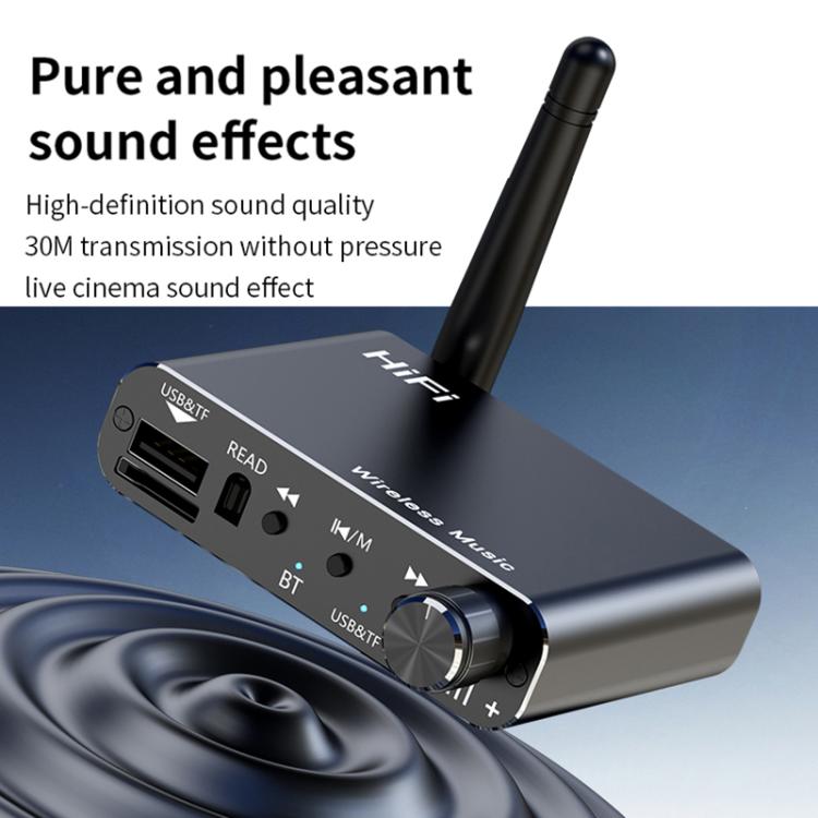 Portable Bluetooth Receiver Audio AUX Adapter Supports USB Disk, TF Card With Remote Control(Black) - Audio Receiver Transmitter by buy2fix | Online Shopping UK | buy2fix