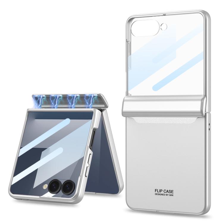 For Samsung Galaxy Z Flip7 5G GKK Integrated HD Film Magnetic Full Coverage Flip Phone Case(Silver) - Galaxy Z Flip7 5G Cases by GKK | Online Shopping UK | buy2fix