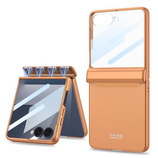 For Samsung Galaxy Z Flip7 5G GKK Integrated HD Film Magnetic Full Coverage Flip Phone Case(Orange) - Galaxy Z Flip7 5G Cases by GKK | Online Shopping UK | buy2fix