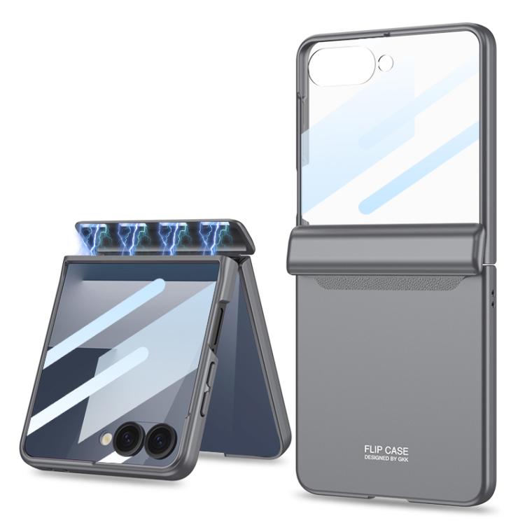 For Samsung Galaxy Z Flip7 5G GKK Integrated HD Film Magnetic Full Coverage Flip Phone Case(Grey) - Galaxy Z Flip7 5G Cases by GKK | Online Shopping UK | buy2fix