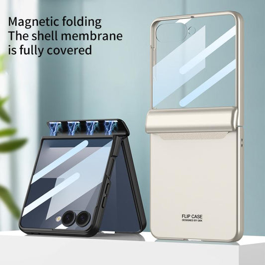 For Samsung Galaxy Z Flip7 5G GKK Integrated HD Film Magnetic Full Coverage Flip Phone Case(Orange) - Galaxy Z Flip7 5G Cases by GKK | Online Shopping UK | buy2fix