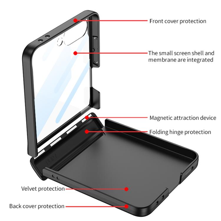 For Samsung Galaxy Z Flip7 5G GKK Integrated HD Film Magnetic Full Coverage Flip Phone Case(Black) - Galaxy Z Flip7 5G Cases by GKK | Online Shopping UK | buy2fix