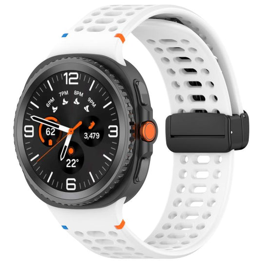 For Galaxy Watch9 / 8 / 8 Classic xDfind Magnetic Black Buckle Silicone Watch Band(White)