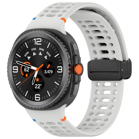 For Galaxy Watch9 / 8 / 8 Classic xDfind Magnetic Black Buckle Silicone Watch Band(Light Grey)