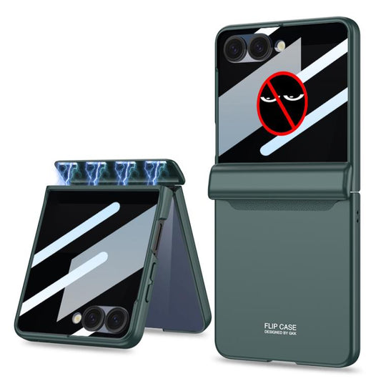 For Samsung Galaxy Z Flip7 5G GKK Integrated Privacy Film Magnetic Full Coverage Flip Phone Case(Green) - Galaxy Z Flip7 5G Cases by GKK | Online Shopping UK | buy2fix