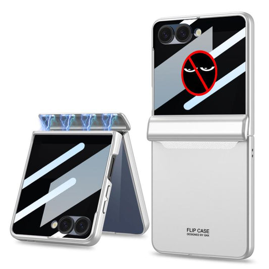 For Samsung Galaxy Z Flip7 5G GKK Integrated Privacy Film Magnetic Full Coverage Flip Phone Case(Silver) - Galaxy Z Flip7 5G Cases by GKK | Online Shopping UK | buy2fix