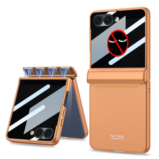 For Samsung Galaxy Z Flip7 5G GKK Integrated Privacy Film Magnetic Full Coverage Flip Phone Case(Orange) - Galaxy Z Flip7 5G Cases by GKK | Online Shopping UK | buy2fix