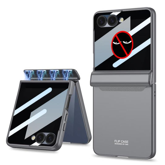 For Samsung Galaxy Z Flip7 5G GKK Integrated Privacy Film Magnetic Full Coverage Flip Phone Case(Grey) - Galaxy Z Flip7 5G Cases by GKK | Online Shopping UK | buy2fix