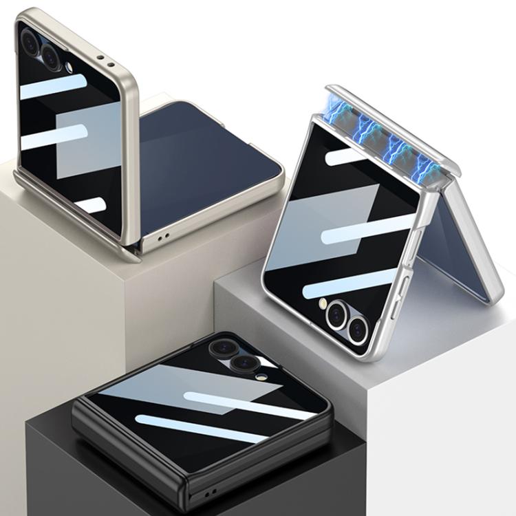 For Samsung Galaxy Z Flip7 5G GKK Integrated Privacy Film Magnetic Full Coverage Flip Phone Case(Grey) - Galaxy Z Flip7 5G Cases by GKK | Online Shopping UK | buy2fix