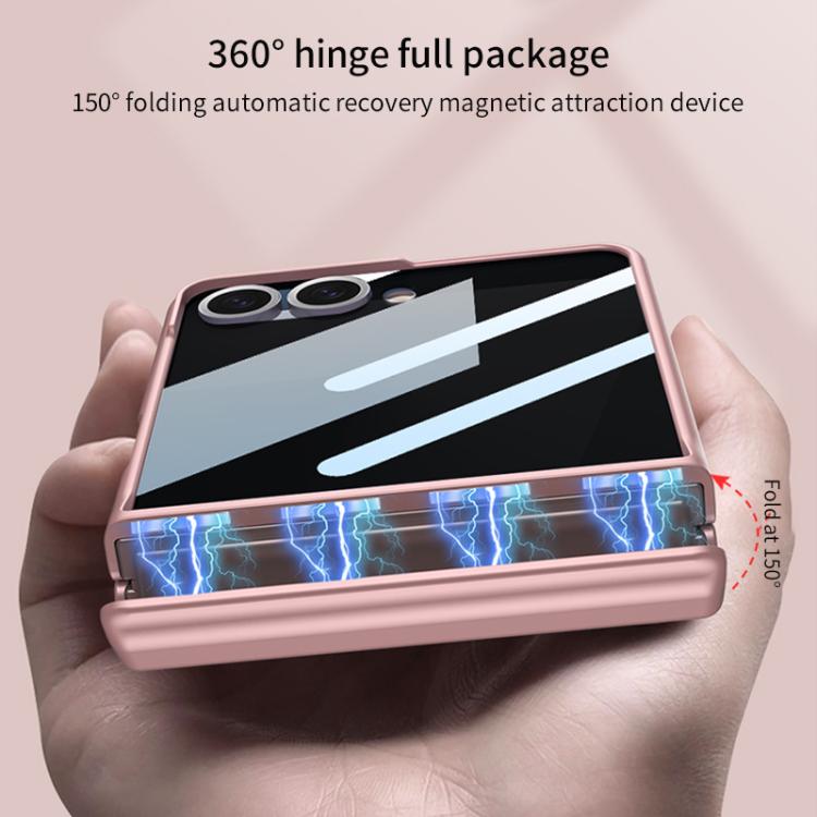 For Samsung Galaxy Z Flip7 5G GKK Integrated Privacy Film Magnetic Full Coverage Flip Phone Case(Pink) - Galaxy Z Flip7 5G Cases by GKK | Online Shopping UK | buy2fix