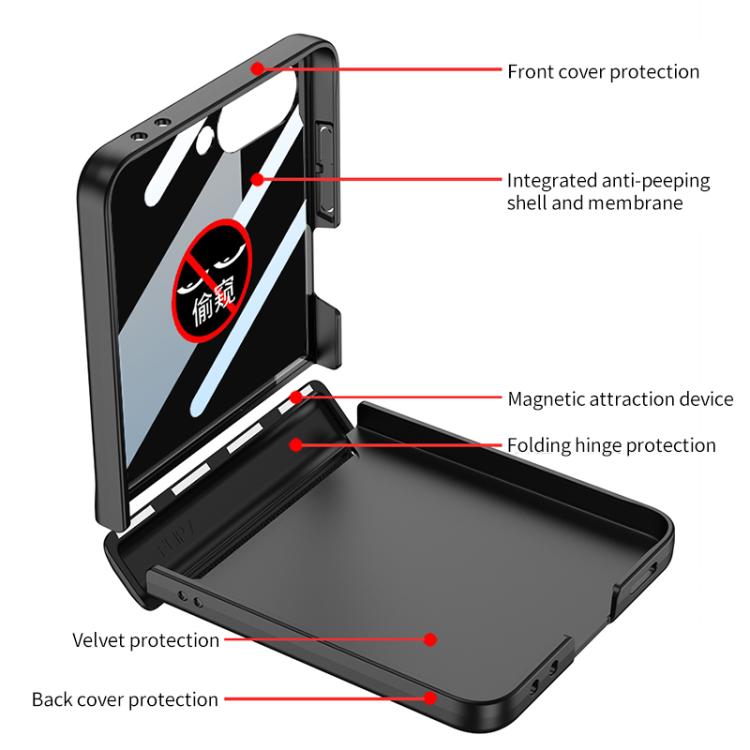 For Samsung Galaxy Z Flip7 5G GKK Integrated Privacy Film Magnetic Full Coverage Flip Phone Case(Grey) - Galaxy Z Flip7 5G Cases by GKK | Online Shopping UK | buy2fix