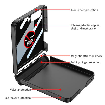 For Samsung Galaxy Z Flip7 5G GKK Integrated Privacy Film Magnetic Full Coverage Flip Phone Case(Grey) - Galaxy Z Flip7 5G Cases by GKK | Online Shopping UK | buy2fix