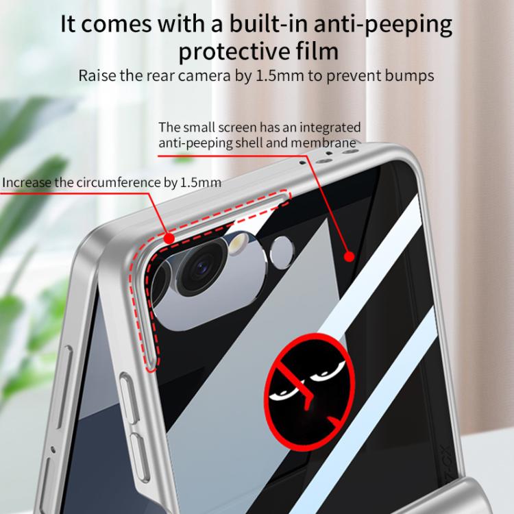 For Samsung Galaxy Z Flip7 5G GKK Integrated Privacy Film Magnetic Full Coverage Flip Phone Case(Grey) - Galaxy Z Flip7 5G Cases by GKK | Online Shopping UK | buy2fix