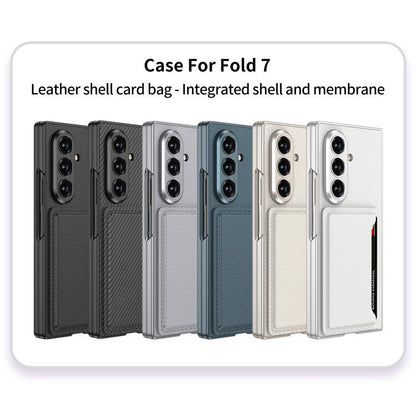 For Samsung Galaxy Z Fold7 5G GKK Integrated Ultra-thin Leather Phone Case with Card Slots(Carbon Fiber) - Galaxy Z Fold7 5G Cases by GKK | Online Shopping UK | buy2fix