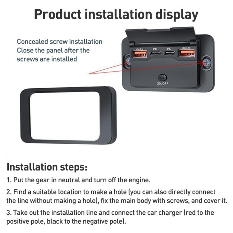 Car Modified 4-port Charger, with Voltmeter & Switch(Black) - Car Modification by buy2fix | Online Shopping UK | buy2fix