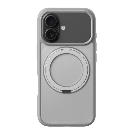 For iPhone 17 Kalebol Frosted MagSafe Holder Acrylic Hybrid TPU Phone Case(Cobble Grey)
