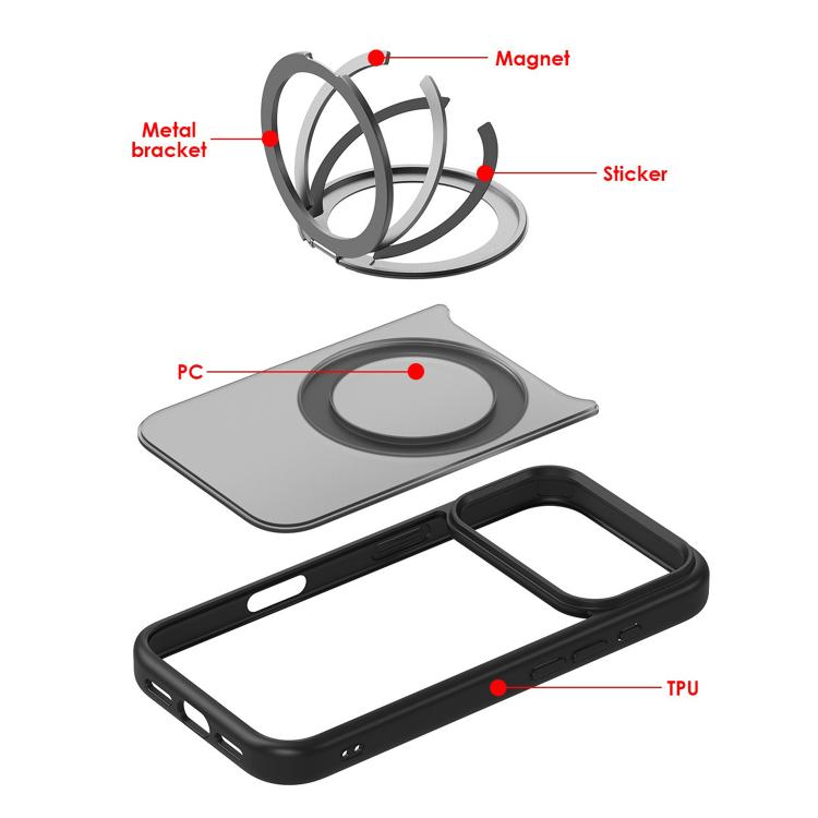 For iPhone Air Kalebol Frosted MagSafe Holder Acrylic Hybrid TPU Phone Case(Black) - iPhone Air Cases by Kalebol | Online Shopping UK | buy2fix