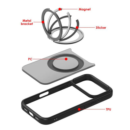 For iPhone Air Kalebol Frosted MagSafe Holder Acrylic Hybrid TPU Phone Case(Black) - iPhone Air Cases by Kalebol | Online Shopping UK | buy2fix