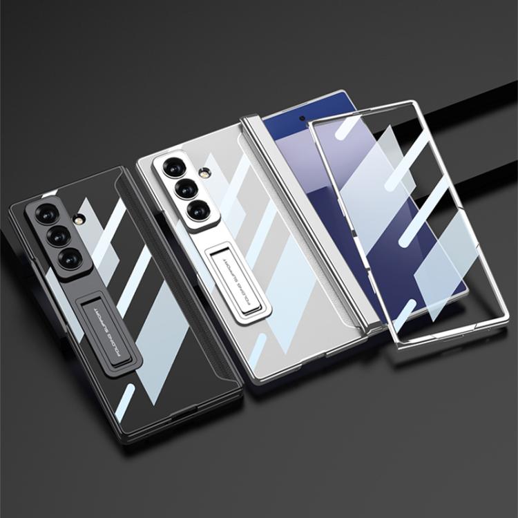 For Samsung Galaxy Z Fold7 5G GKK Integrated Magnetic Phantom Hinge Phone Case with Holder(Silver) - Galaxy Z Fold7 5G Cases by GKK | Online Shopping UK | buy2fix