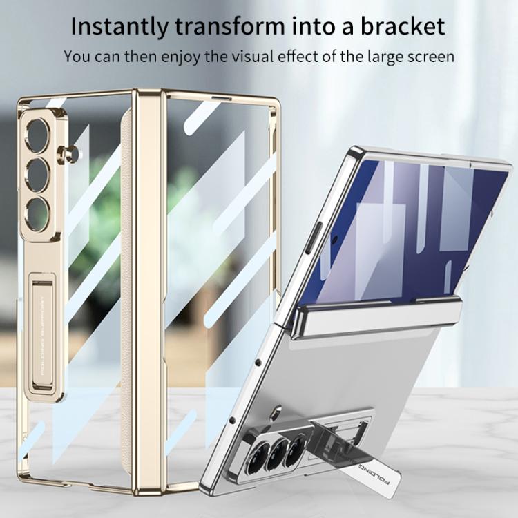 For Samsung Galaxy Z Fold7 5G GKK Integrated Magnetic Phantom Hinge Phone Case with Holder(Gold) - Galaxy Z Fold7 5G Cases by GKK | Online Shopping UK | buy2fix