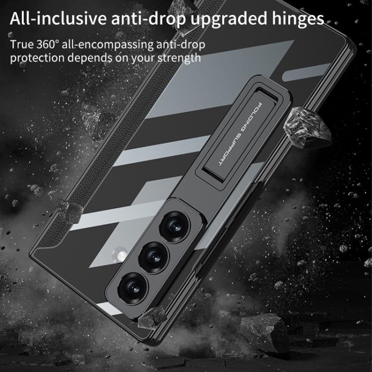 For Samsung Galaxy Z Fold7 5G GKK Integrated Magnetic Phantom Hinge Phone Case with Holder(Gold) - Galaxy Z Fold7 5G Cases by GKK | Online Shopping UK | buy2fix