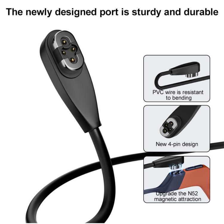 USB to 4 Pin Bone Conduction Earphone Magnetic Charging Cable For Shokz OpenSwim Pro S710(Black) - Other Accessories by buy2fix | Online Shopping UK | buy2fix