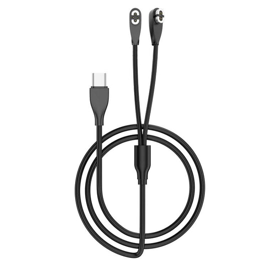 Type-C to 2 Pin / 4 Pin 2 in 1 Magnetic Charging Cable For Shokz Bone Conduction Earphone(Black) - Other Accessories by buy2fix | Online Shopping UK | buy2fix
