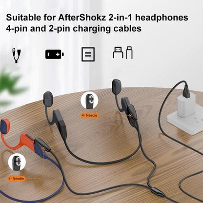 USB to 2 Pin / 4 Pin 2 in 1 Magnetic Charging Cable For Shokz Bone Conduction Earphone(Black) - Other Accessories by buy2fix | Online Shopping UK | buy2fix