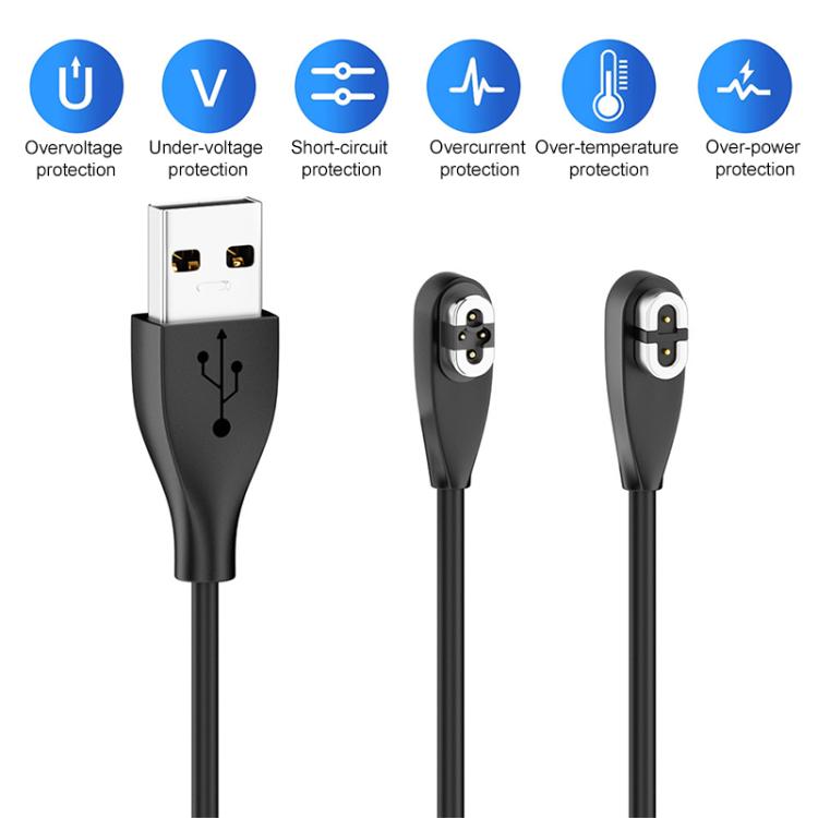 USB to 2 Pin / 4 Pin 2 in 1 Magnetic Charging Cable For Shokz Bone Conduction Earphone(Black) - Other Accessories by buy2fix | Online Shopping UK | buy2fix