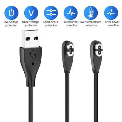 USB to 2 Pin / 4 Pin 2 in 1 Magnetic Charging Cable For Shokz Bone Conduction Earphone(Black) - Other Accessories by buy2fix | Online Shopping UK | buy2fix