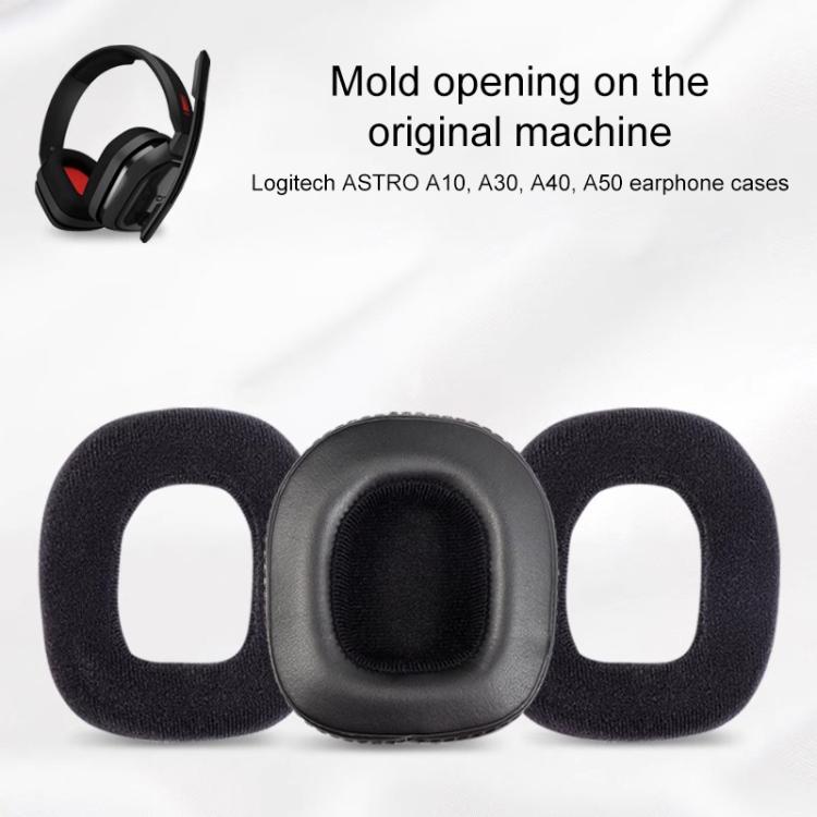 2pcs Self-adhesive Replacement Earpads For Logitech Astro A10 / A50, Material:Protein Leather(Black) - Earmuff & Pad by buy2fix | Online Shopping UK | buy2fix