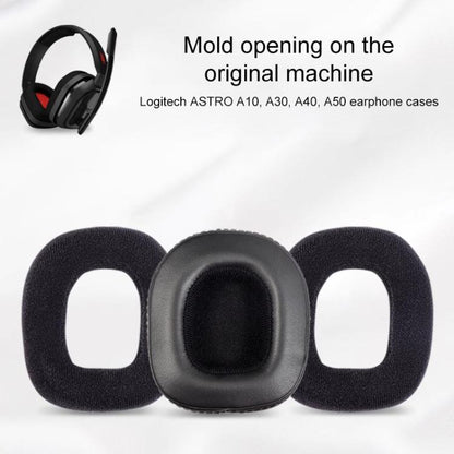2pcs Self-adhesive Replacement Earpads For Logitech Astro A10 / A50, Material:Protein Leather(Black) - Earmuff & Pad by buy2fix | Online Shopping UK | buy2fix