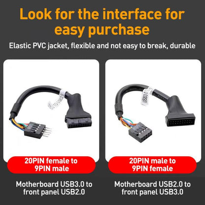 2pcs Computer Motherboard USB3.0 Adapter Cable(20 Pin Male to 9 Pin Female) - USB 3.0 by buy2fix | Online Shopping UK | buy2fix