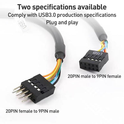 2pcs Computer Motherboard USB3.0 Adapter Cable(20 Pin Male to 9 Pin Female) - USB 3.0 by buy2fix | Online Shopping UK | buy2fix