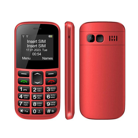 MXMID B210 Keypad Phone, 1.77 inch SC6531E, LED Flashlight, Big Keyboard Big Fonts, SOS, Network: 2G, Dual SIM, Plug:EU Plug(Red)
