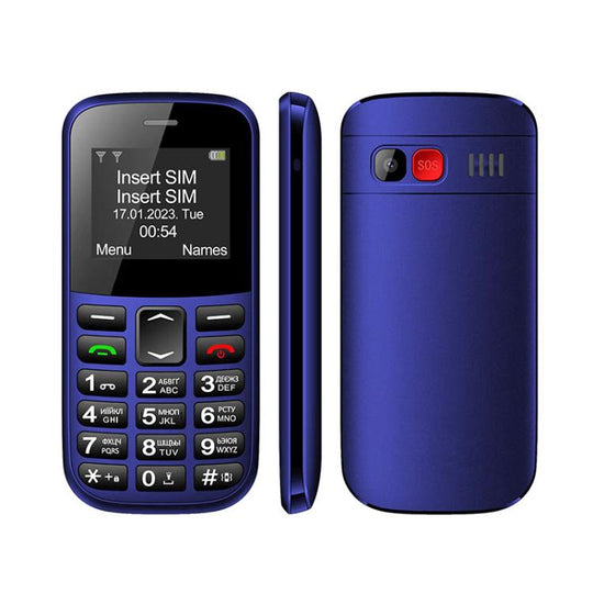 MXMID B210 Keypad Phone, 1.77 inch SC6531E, LED Flashlight, Big Keyboard Big Fonts, SOS, Network: 2G, Dual SIM, Plug:EU Plug(Blue)