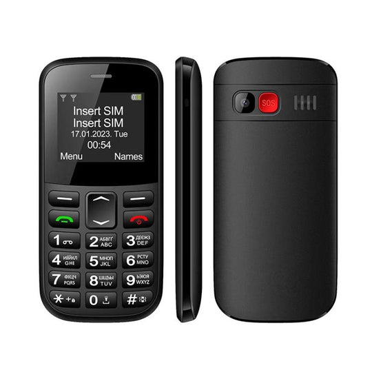 MXMID B210 Keypad Phone, 1.77 inch SC6531E, LED Flashlight, Big Keyboard Big Fonts, SOS, Network: 2G, Dual SIM, Plug:UK Plug(Black)