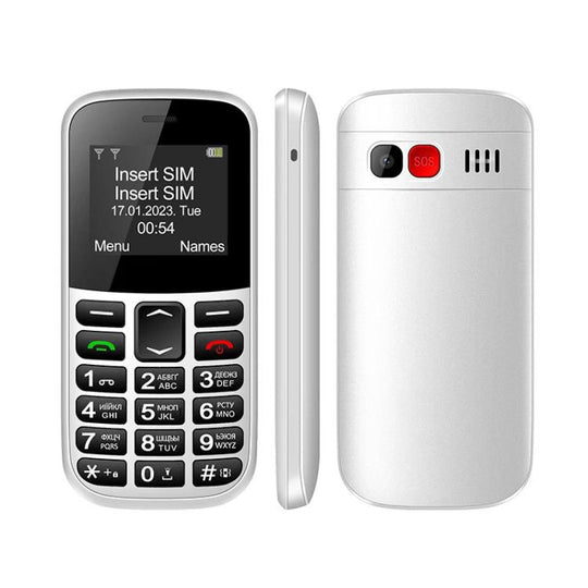 MXMID B210 Keypad Phone, 1.77 inch SC6531E, LED Flashlight, Big Keyboard Big Fonts, SOS, Network: 2G, Dual SIM, Plug:UK Plug(White)