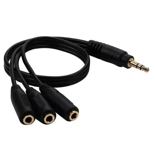 3 in 1 DC 3.5mm Audio Cable with Stereo(Black) - Cable & Splitter by buy2fix | Online Shopping UK | buy2fix