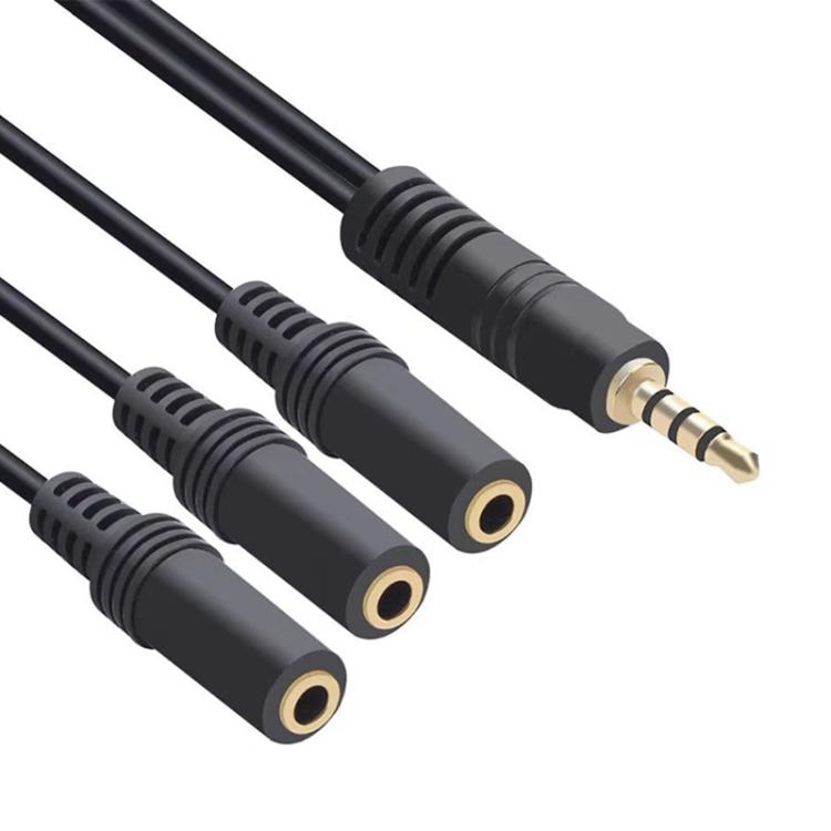 3 in 1 DC 3.5mm Audio Cable with Stereo(Black) - Cable & Splitter by buy2fix | Online Shopping UK | buy2fix