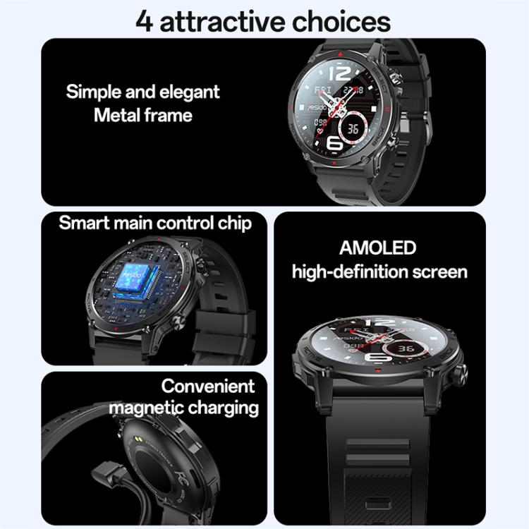Yesido IO31 1.43 inch AMOLED Screen Smart Watch Support BT Call / Heart Rate(Black) - Smart Watches by Yesido | Online Shopping UK | buy2fix