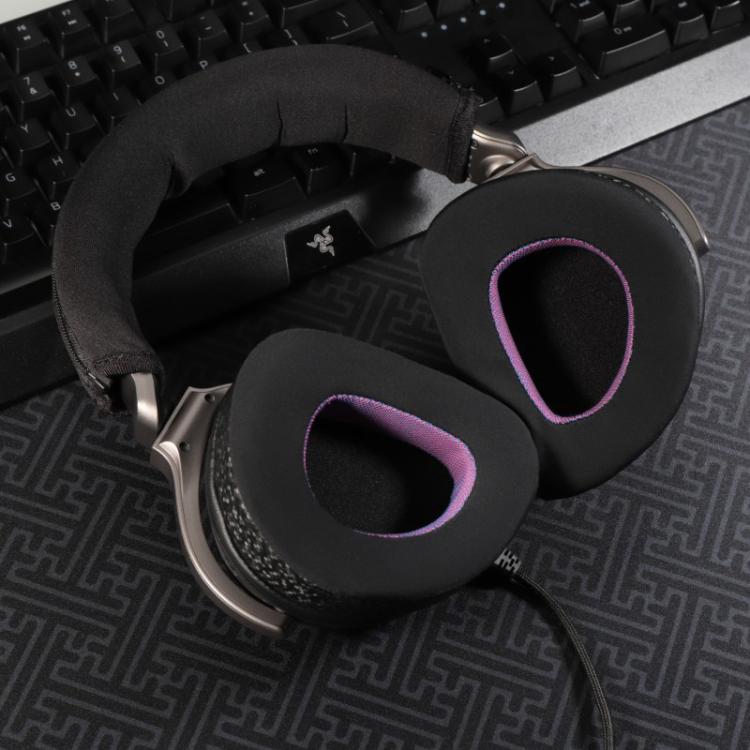 2pcs Insert Replacement Earpads For ASUS ROG Delta S, Material:Ice Leather Fabric(Black Purple) - Earmuff & Pad by buy2fix | Online Shopping UK | buy2fix