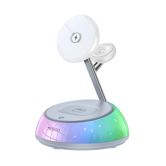 Yesido DS31 3-in-1 Magnetic Wireless Charging Stand with RGB Light(White)