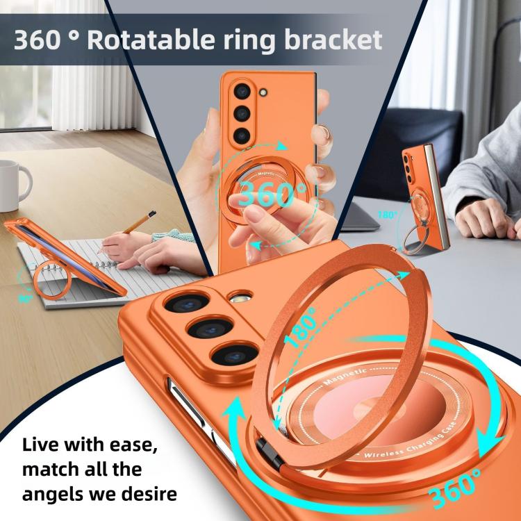 For Samsung Galaxy Z Fold7 Kalebol MagSafe Rotation Holder PC Phone Case(Orange) - Galaxy Z Fold7 5G Cases by Kalebol | Online Shopping UK | buy2fix
