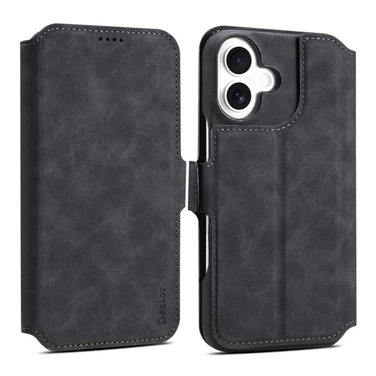 For iPhone 16 Plus Denior B07 MagSafe Detachable Leather Phone Case(Black) - iPhone 16 Plus Cases by Denior | Online Shopping UK | buy2fix