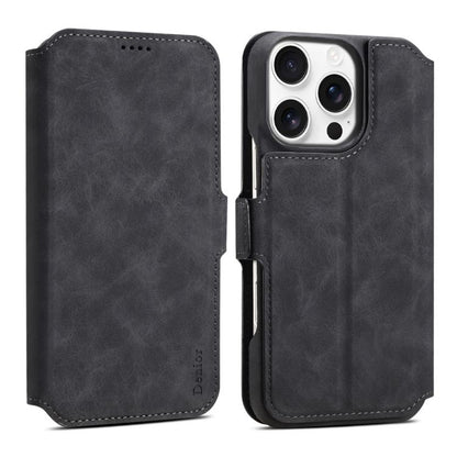 For iPhone 16 Pro Denior B07 MagSafe Detachable Leather Phone Case(Black) - iPhone 16 Pro Cases by Denior | Online Shopping UK | buy2fix
