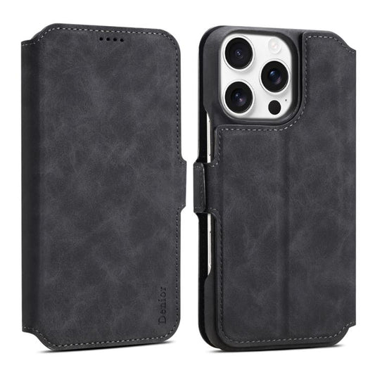 For iPhone 16 Pro Denior B07 MagSafe Detachable Leather Phone Case(Black) - iPhone 16 Pro Cases by Denior | Online Shopping UK | buy2fix