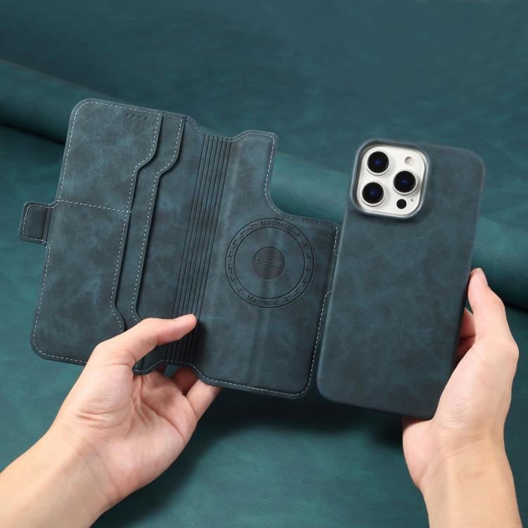 For iPhone 16 Pro Denior B07 MagSafe Detachable Leather Phone Case(Blue) - iPhone 16 Pro Cases by Denior | Online Shopping UK | buy2fix